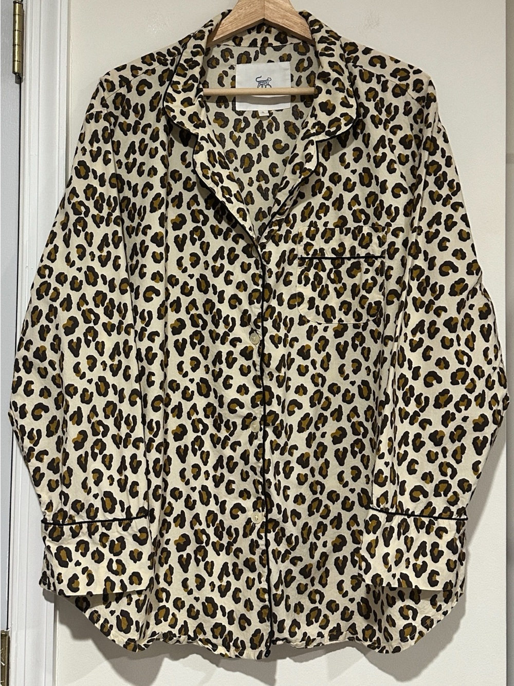 Printfresh Leopard Print Button Down Pajama Shirt